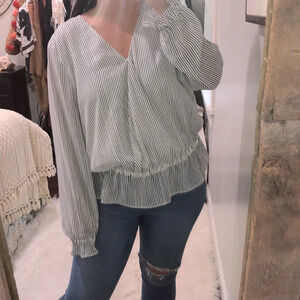 LOFT size XLarge pin striped peplum top